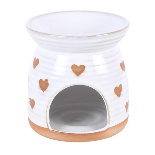 Beige Heart Print Oil Burner