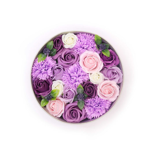 Soap Flowers Round Gift Box - Lavender Rose & Carnation