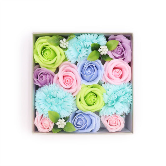 Soap Flowers Square Gift Box - Baby Blessings - Blues