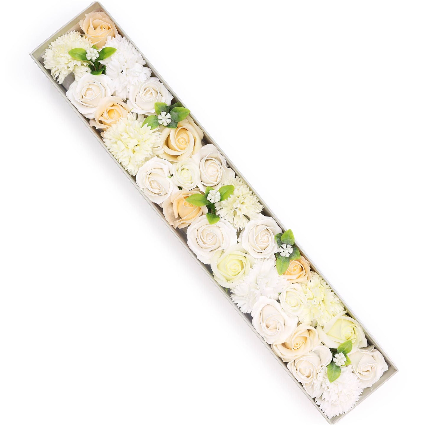 Soap Flowers Extra Long Gift Box - White & Ivory