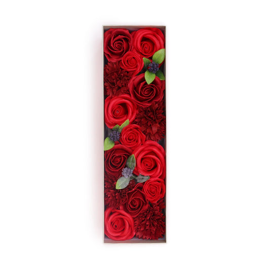 Soap Flowers Long Gift Box - Classic Red Roses