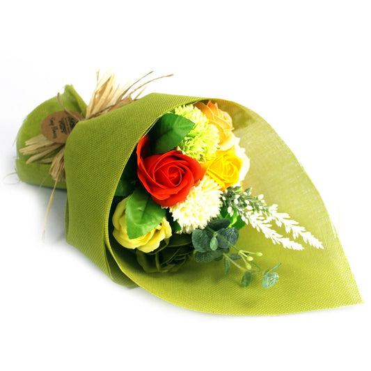 Soap Flowers Standing Bouquet - Green Yellow