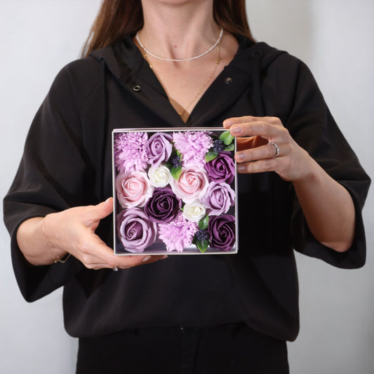Soap Flower Gift Box - Lavender Rose & Carnation