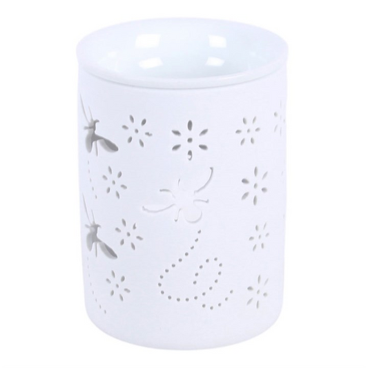 White Bee and Flower Cut Out Oil Burner and Wax Warmer