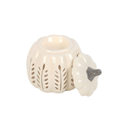 Cream Leaf Cut Out Pumpkin Oil Burner and Wax Warmer