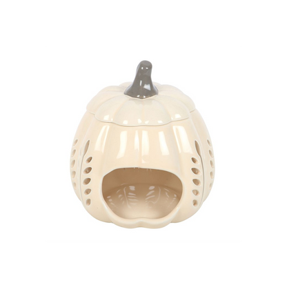 Cream Leaf Cut Out Pumpkin Oil Burner and Wax Warmer