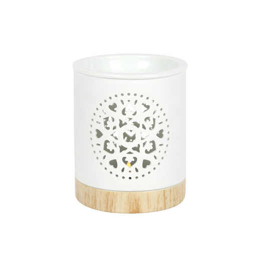 White Mandala Cut Out Oil Burner