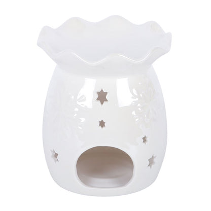 Iridescent White Snowflake Oil Burner and Wax Warmer