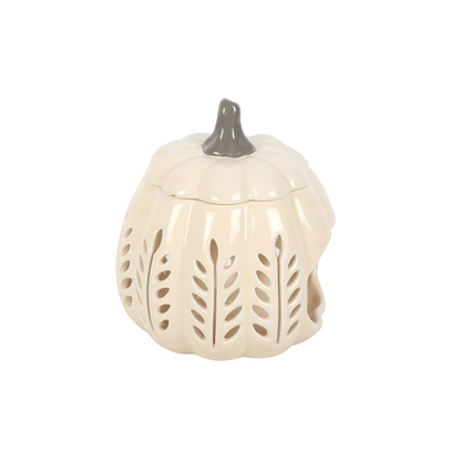Cream Leaf Cut Out Pumpkin Oil Burner and Wax Warmer