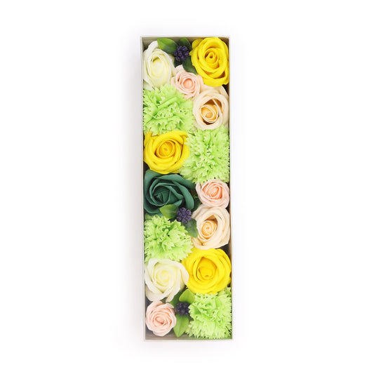 Soap Flowers Long Gift Box - Spring Celebrations - Yellow & Greens