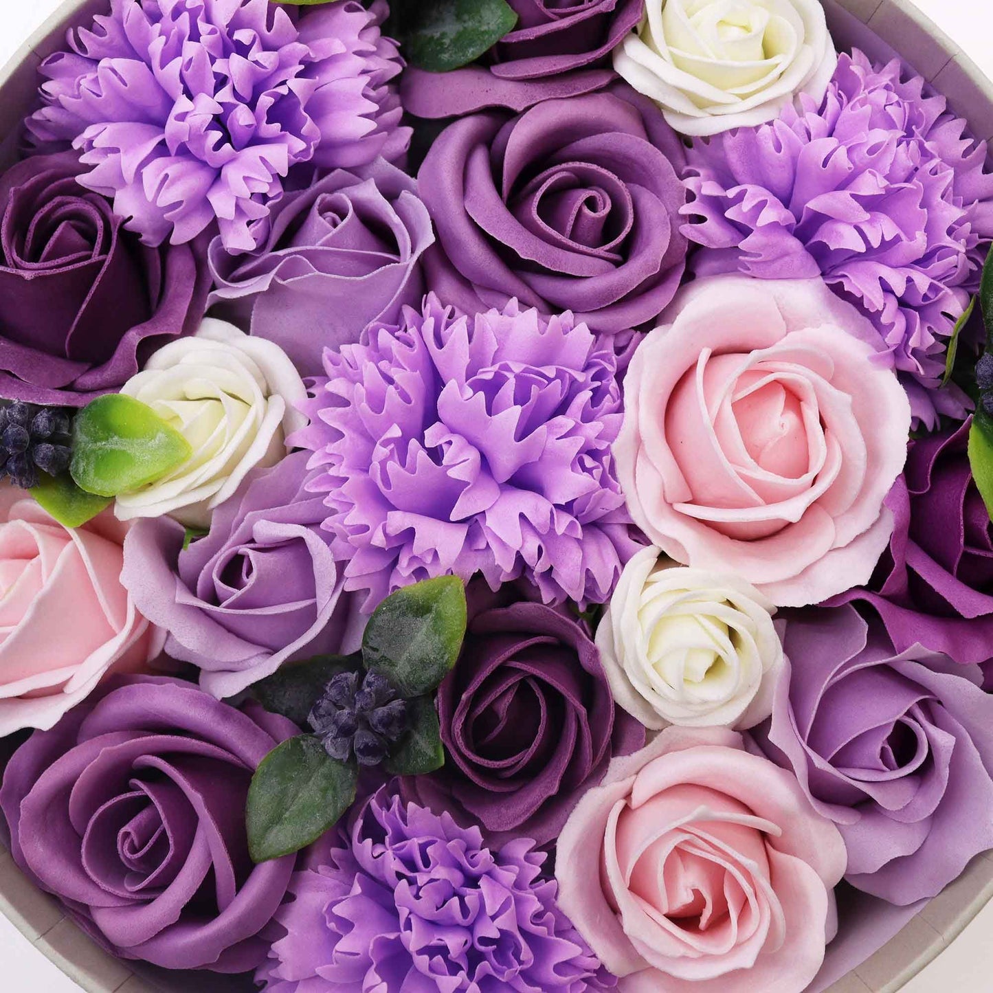 Soap Flowers Round Gift Box - Lavender Rose & Carnation