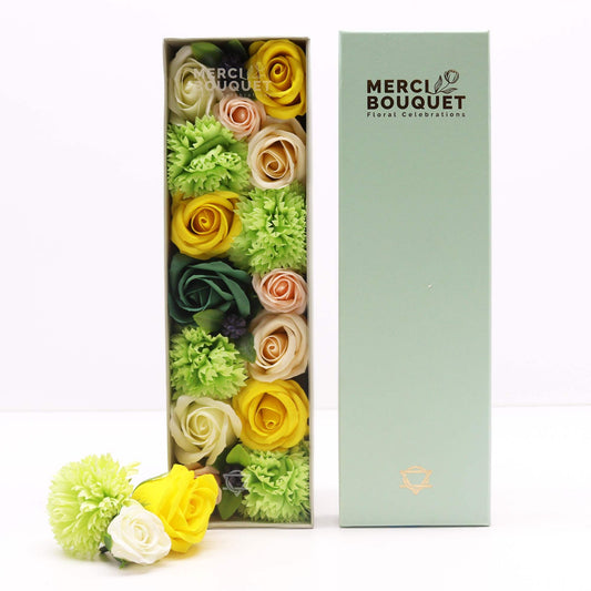 Soap Flowers Long Gift Box - Spring Celebrations - Yellow & Greens
