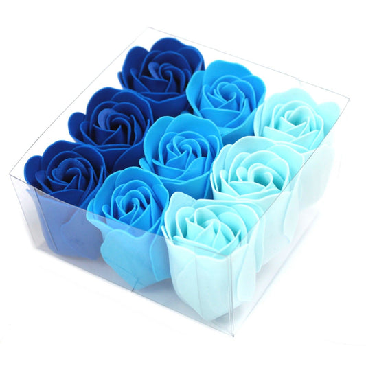 Soap Flowers - Blue Wedding Roses - Set of 9
