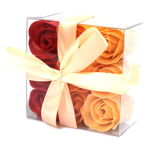 Soap Flowers - Peach Roses Box - Set of 9