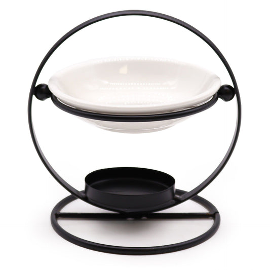 Round Ceramic & Metal Oil Burner - Wax Melt & Tealight Warmer