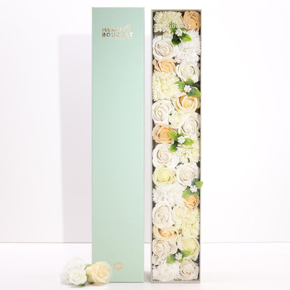 Soap Flowers Extra Long Gift Box - White & Ivory