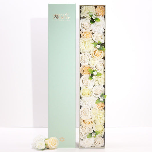Soap Flowers Extra Long Gift Box - White & Ivory