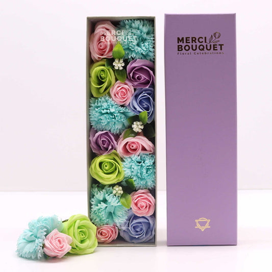 Soap Flowers Long Gift Box - Baby Blessings - Blues