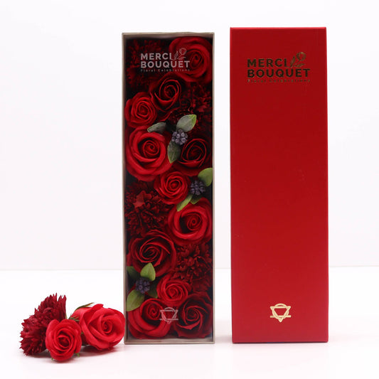 Soap Flowers Long Gift Box - Classic Red Roses
