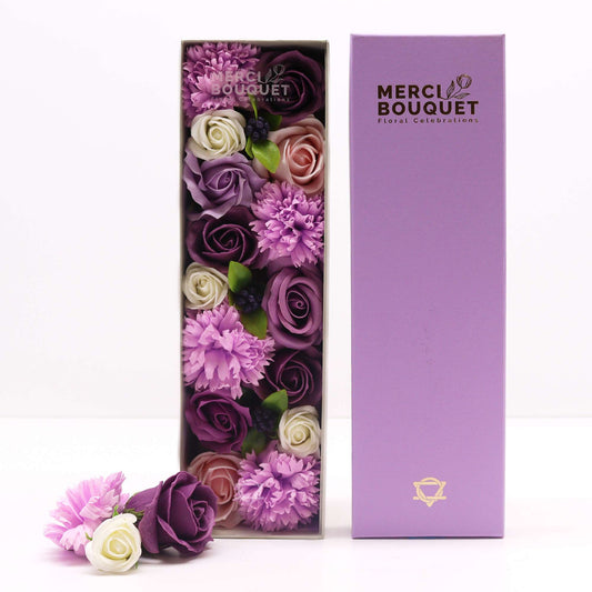Soap Flowers Long Gift Box - Lavender Rose & Carnation