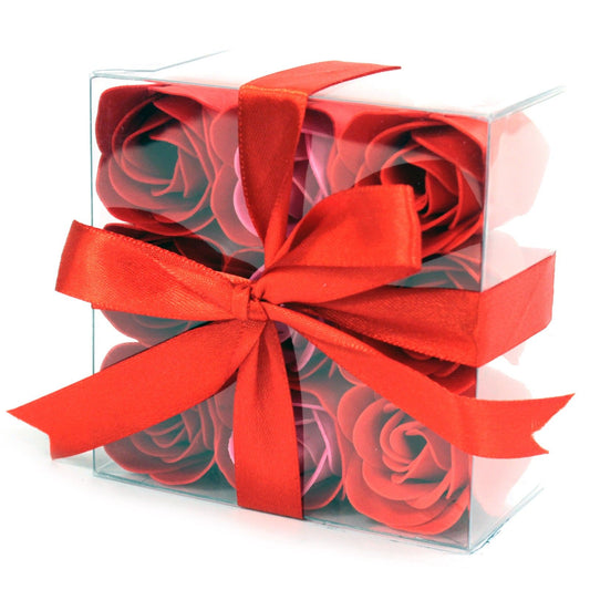 Soap Flowers - Red Roses - Set of 9
