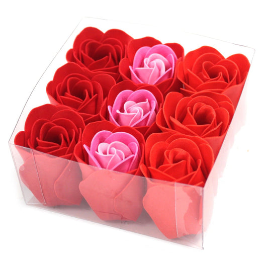 Soap Flowers - Red Roses - Set of 9