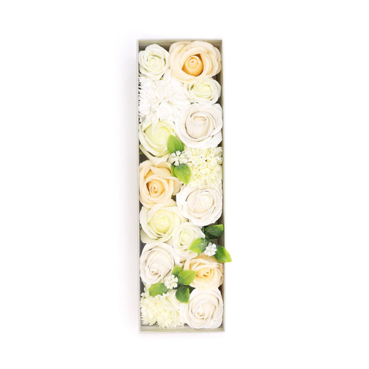 Soap Flowers Long Gift Box - Wedding Blessings - White & Ivory
