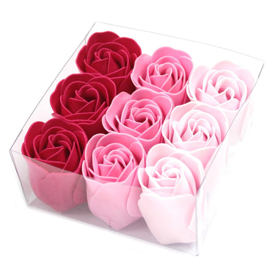 Soap Flowers - Pink Roses - Set of 9