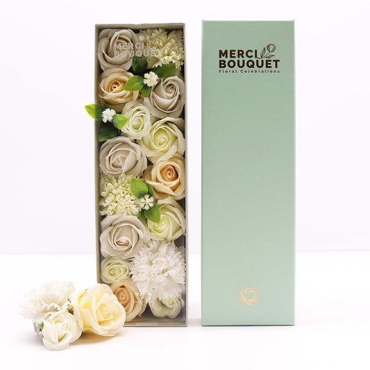 Soap Flowers Long Gift Box - Wedding Blessings - White & Ivory