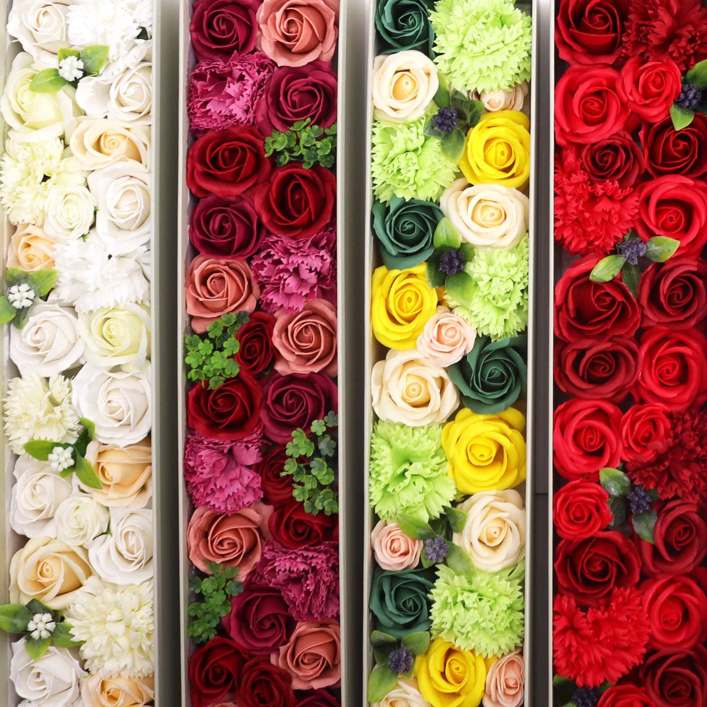 Soap Flowers Extra Long Gift Box - White & Ivory