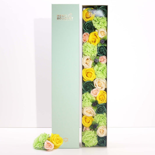 Soap Flowers Extra Long Gift Box - Spring Celebrations - Yellow & Greens