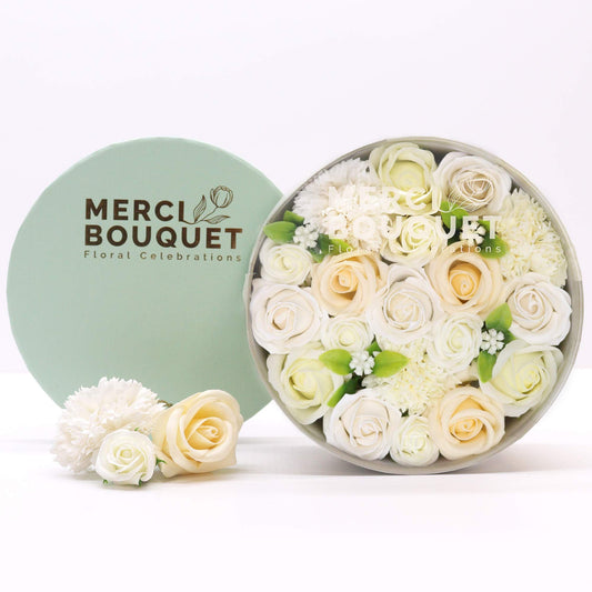 Soap Flowers Gift Box - White & Ivory