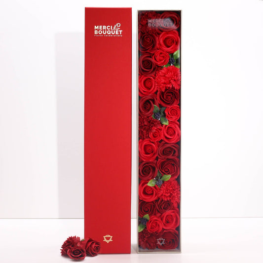 Soap Flowers Extra Long Gift Box - Classic Red Roses