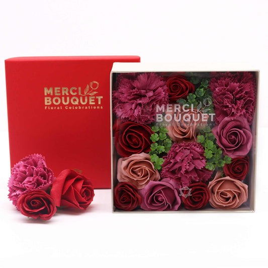 Soap Flowers Square Gift Box - Vintage Roses